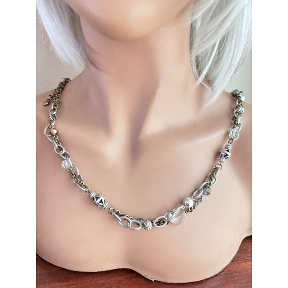 Brighton Metal Play Silver Brass Crystal Necklace - Picture 2 of 5